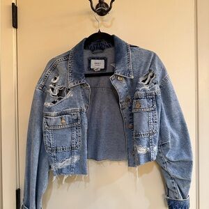 Forever 21 Light Blue Cropped Denim Jacket